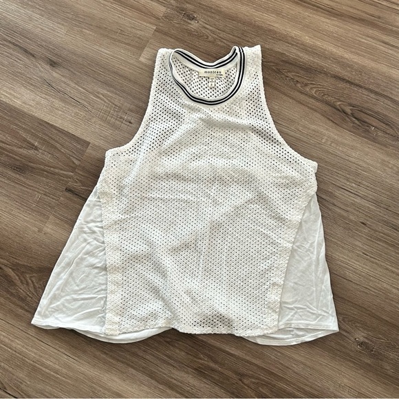 Monteau White High Neck Racer Back Flare Tank Top Women Size Small - Picture 1 of 6